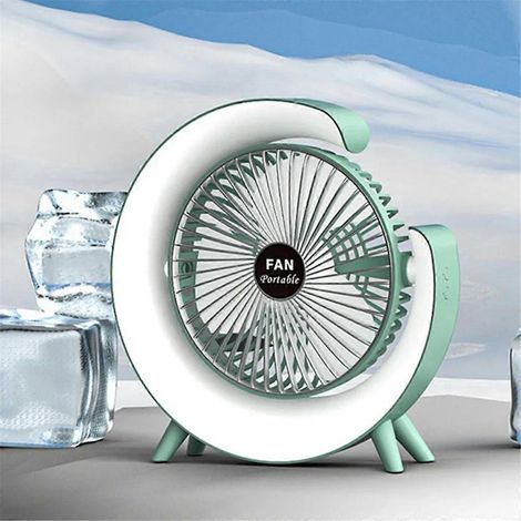 Ventilateur rechargeable USB, orientable à 180°, pour le camping, 3 vitesses, rose. (1/5)