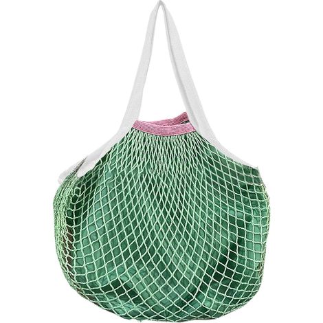 Cotton Mesh Grocery Bag Stretchable Long Handle Shoulder