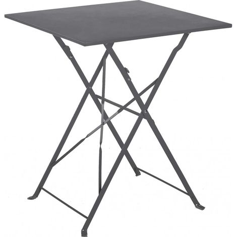 Table carrée de jardin pliante en acier Gris anthracite 60x60 cm (1/4)
