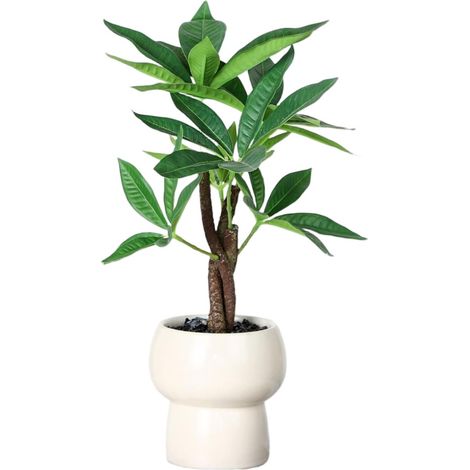 Bouquet de fleurs artificielles, fleurs en plastique longue durée, pot rond décoratif + arbre à argent (1/2)