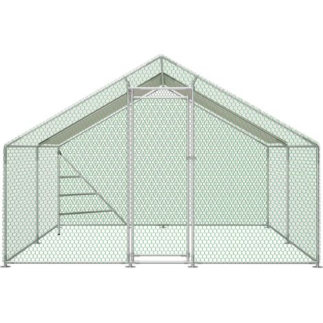 Voladero metálico 3x4 m con techo y cerradura, recinto para pollos y pequeños animales (1/5)