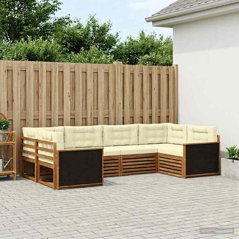 vidaXL Outdoor-Sofagarnitur mit Kissen 6 pcs Natur und Creme (1/5)