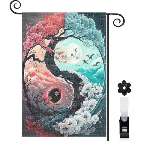 Drapeau de jardin vertical décoration extérieure toile lavable double face 30 x 45 cm pour porche et cour (1/5)