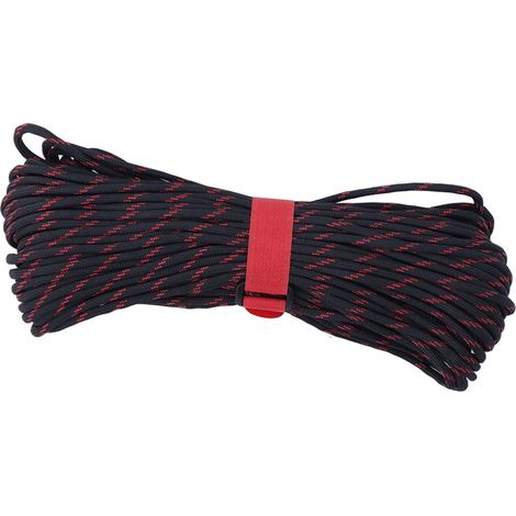Corde Parachute 11 Brins Paracord pour Survie Camping Randonnée Noir Rouge (1/5)