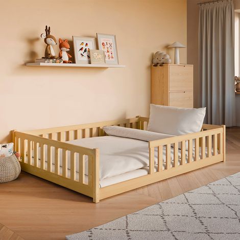 Letto a terra 140x200 con rete a doghe Maya Bois (1/3)