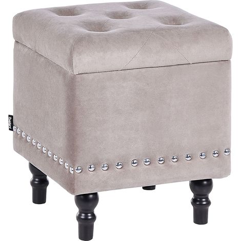 Storage Pouffe LORETTO Velvet Light Grey (1/5)