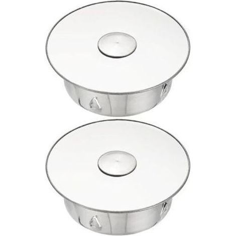 Lot de 2 Bouchon pour Tuyau, Cache-trou de cheminée, Cache Tuyau, Couvercle De Trou De Cheminée,Bouchon Cheminée Perforé en Acier Inoxydable Ø 63mm Profondeur 34mm, argent (1/5)