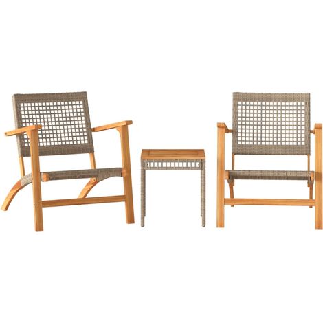 Maison Exclusive - 3-tlg. Bistro-Set Beige Poly Rattan und Massiv