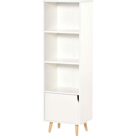 Bibliothèque étagère Rangement Colonne pour Salon, Salle de Bain Blanc en Bois dim. 40L x 30l x 130H cm