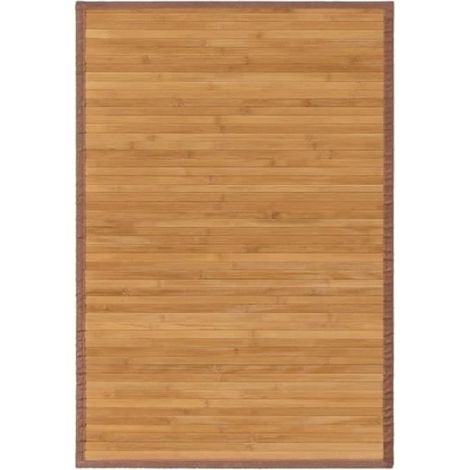 Tapis de sol antidérapant - JUANIO - Lot de 2 90x60 cm - Bambou naturel - Rayures - Antidérapant (1/3)