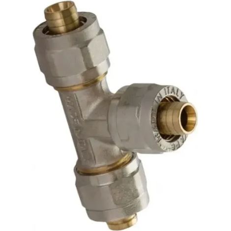 Raccordo a T stringe 3 pezzi cromato mod. 731L APE RACCORDERIA