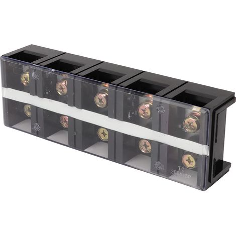 Bornier à vis double rangée haute intensité avec couvercle en polycarbonate pour distribution d'alimentation d'éclairage 200 A 600 V 5 positions (2005) (1/5)