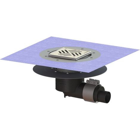-Bodenablauf Ecoguss Klebeflansch DN 50, seitl., Variofix, Schlitzrost (1/2)