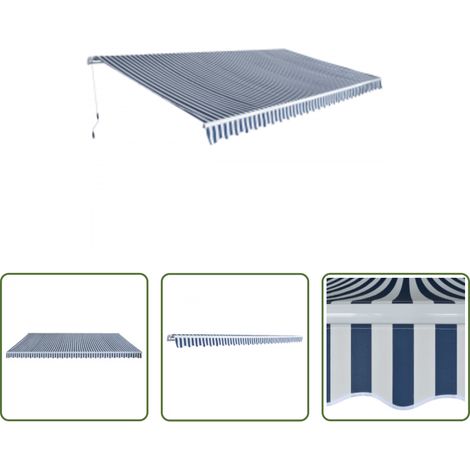 Auvent mural - Auvent pliable manuel 600 cm Bleu/blanc (1/5)