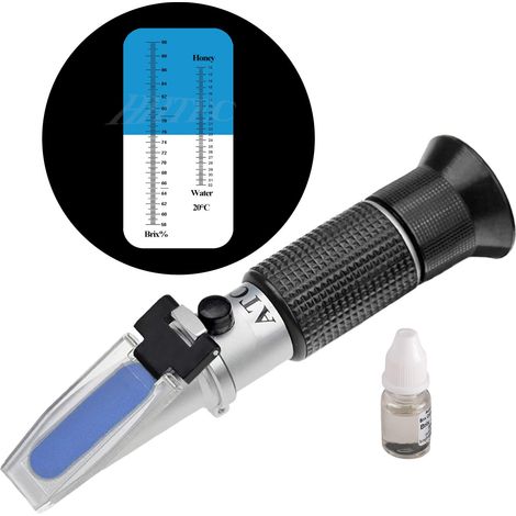apiculteurs Réfractomètre de Miel 58-90% brix 10-32% d'eau humides Sucre pour apiculteurs Miel Condensation Lait Huiles Végétales, Sirop de Sucre Fruit Confiture Mélasse (1/5)