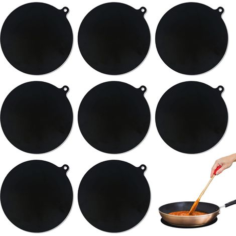 8 Pièces Tapis Rond Protection Plaque Induction Tapis Silicone Protection Plaque Induction Noir Tapis Plaque Induction 22 cm Résistant Chaleur Tapis de Protection pour Cuisinière à Induction (1/5)