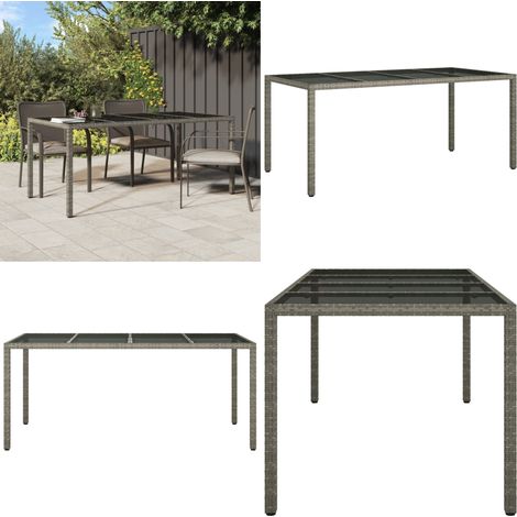 Gartentisch Grau 190x90x75 cm Gehärtetes Glas und Poly Rattan - Esszimmergarnitur - Outdoor Möbel - Gartenmöbel - Terrassenmöbel - Rattan Tisch - Home & Living (1/5)