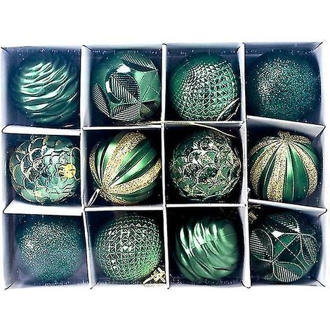 12 petites boules de Noël rouges, 6 cm, en plastique, pour sapin de Noël. (1/4)