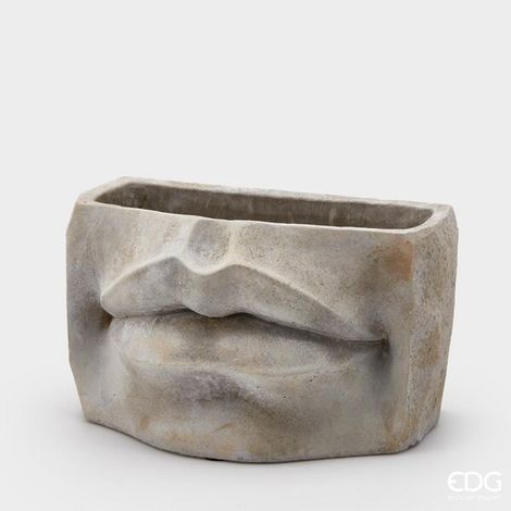EDG Enzo De Gasperi Vaso Cemento Labbra H 16 Cm L 26,5 Cm L 15,5 Cm Grey Waterproof