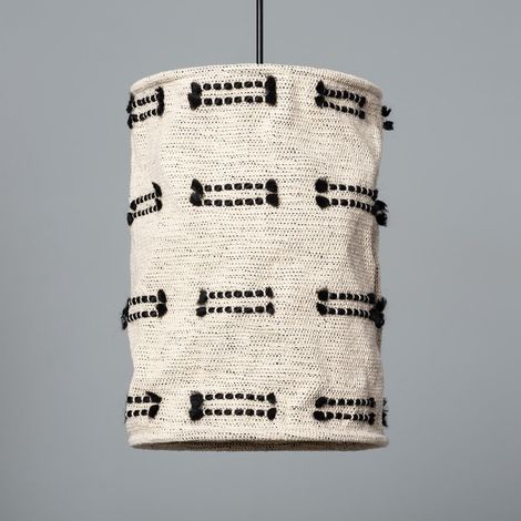 Pendelleuchte aus Baumwolle Sioux Large Weiß / Schwarz