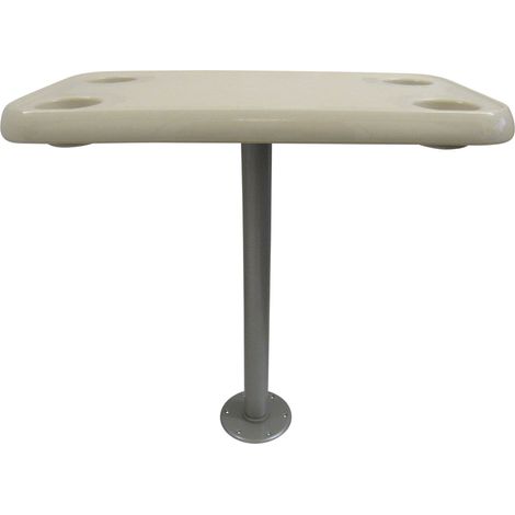 Plastic Motorhome Island Pedestal Table (Ivory White Rectangle Caravan) (1/5)
