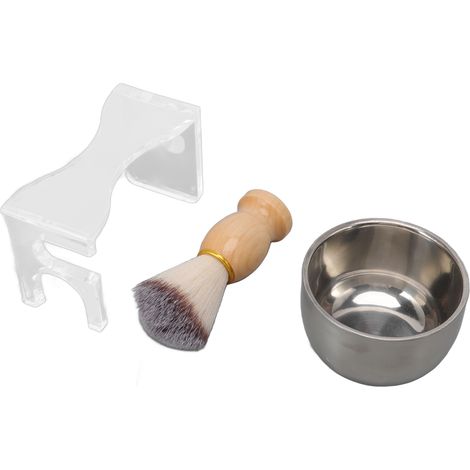 Set mit 3 Herrenrasierpinseln, Acrylständer und Schaumstoffschale, Nylonpinselset