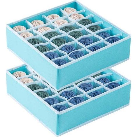 Organiseur de tiroir pliable en tissu Oxford à 24 compartiments pour chaussettes (1/4)