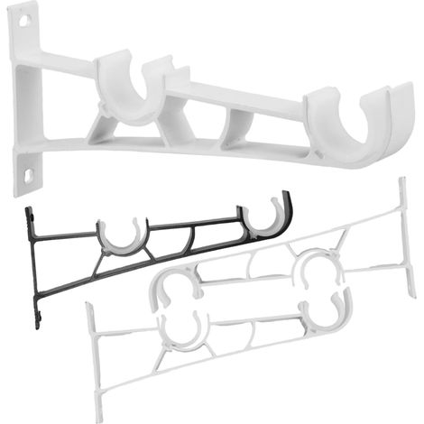 Soportes dobles para barra de cortina de 4 piezas, aleación de aluminio, para montaje en pared y cortinas multicapa.