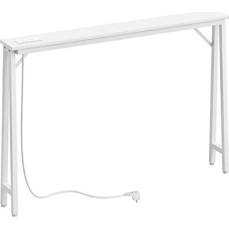 Tables Consoles Étroites Largeur 120 cm, Bouts de Canapé Fins avec Multiprise, Tables d’Entrée, pour Arrière du Canapé, Entrée, Couloir, Blanc, XCT05CWW (1/5)