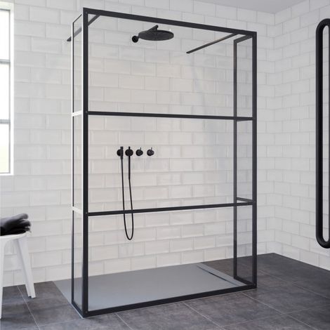 Paroi de douche italienne walk-in avec 2 parois fixes GRID 404 RIHO 140x200 cm (1/4)