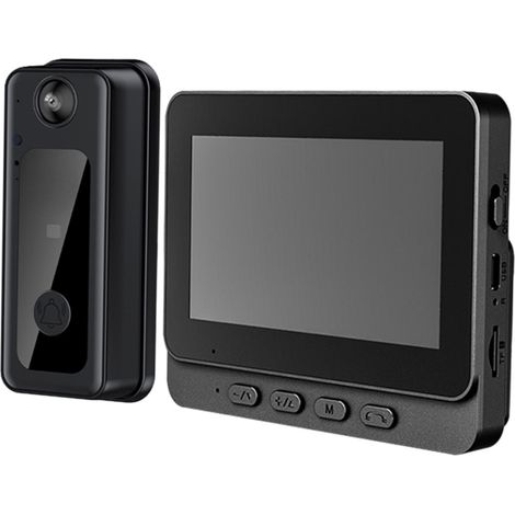 Sonnette vidéo caméra 1080P avec écran 4.3 pouces grand angle 170° vision nocturne interphone bidirectionnel sécurité maison (1/4)