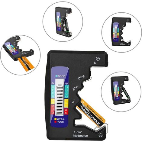 Testeur De Batterie Numérique,Testeur de batterie LCD universel pour Pile Bouton AAA/AA/C/D 1,5 V-9 V Mini Batteries (1/3)