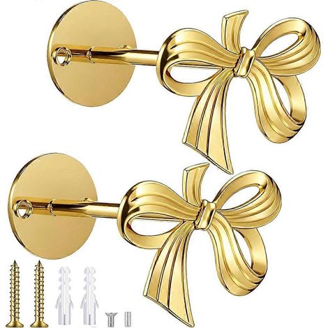 Lot de 2 embrasses de rideaux en métal à nœud papillon, fixation murale, pour salon, chambre, maison (1/5)
