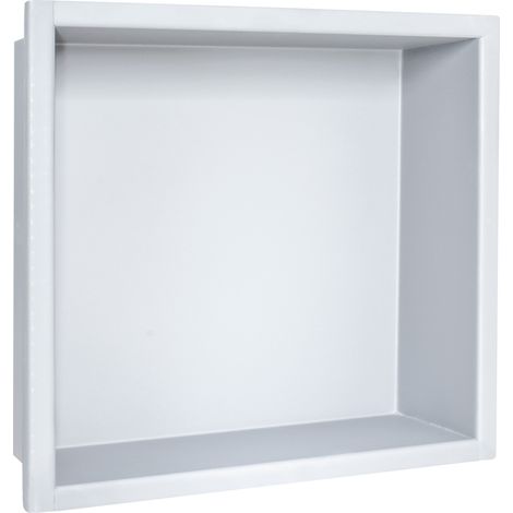 Niche design encastrable en acier inox de couleur blanche 30 x 30 cm (1/3)