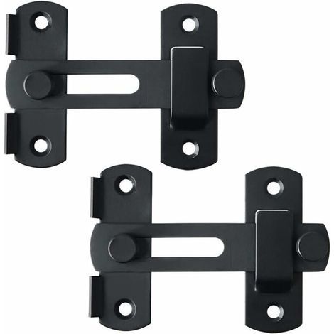 Latch and bolt, Sliding Door Lock, Door Lock, Toggle Latch, Loop Locking Bolt with Screws for Door, Window, Cupboard and Garden, Matte Black Stainless Steel, 2 Pcs