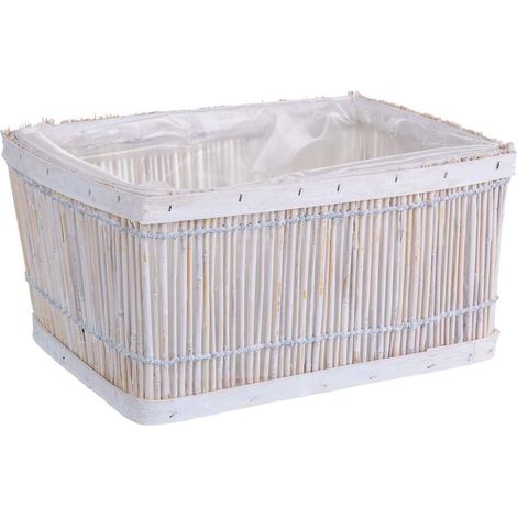 Cesto de bambú cuadrado blanco 26x18x13h cm (1/5)