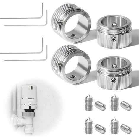 Adaptateurs de Thermostat de Radiateur M30 x 1,5, Vanne de Radiateur en Acier Inoxydable, Valve de Chauffage pour RAVL, Diamètre Intérieur 22 mm, avec Les Bandes, Clé Hexagonale, Lot de 4 (1/5)
