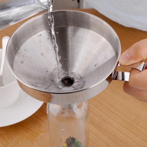 TrAdE Shop Traesio - Imbuto Acciaio Inox 12 Cm Senza Filtro Per Liquidi Antiruggine Silver - (1/2)