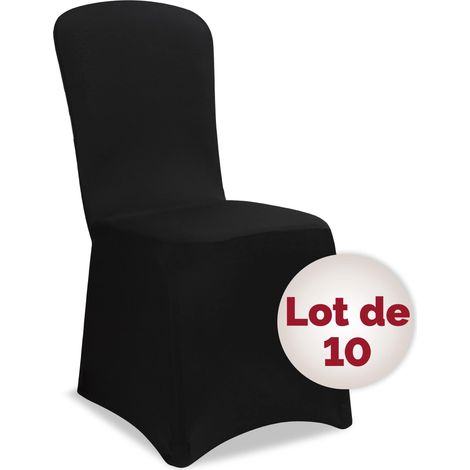 DETEX® 10x Housse de chaise opaque et extensible lavable protection chaise couverture de chaise salle à manger  Noir