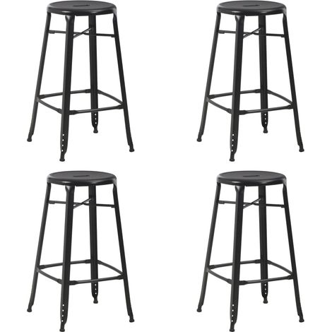Tabourets de bar lot de 4 noir acier