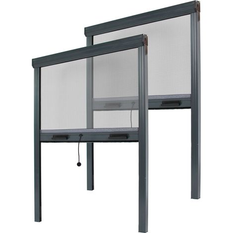 MOUSTIQUAIRE ENROULABLE L 80 X H 130 CM ALU ANTHRACITE – LOT 2 – RECOUPABLE POUR FENÊTRE – POSE FACILE