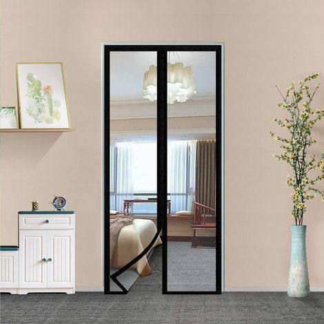 Transparenter isolierter Türvorhang, magnetische Thermo-Türabdeckung, Bildschirmtür, selbstschließende Sichtschutztür, Türhändefrei, für Terrasse, Zimmer, passend für Türen bis zu 90x210 cm (1/5)