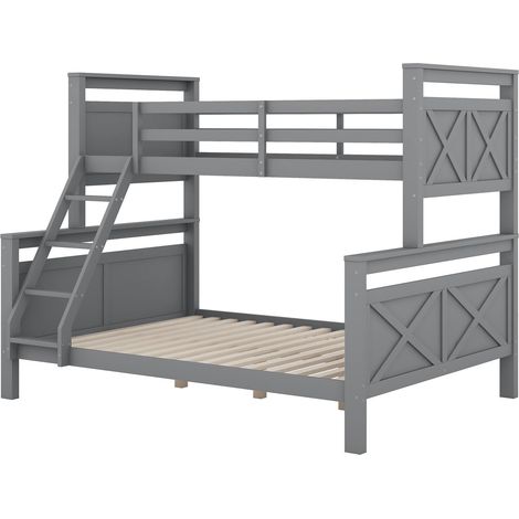 Litera gris de pino y MDF con escalera, convertible en 2 camas, 90/140x200 cm (1/5)