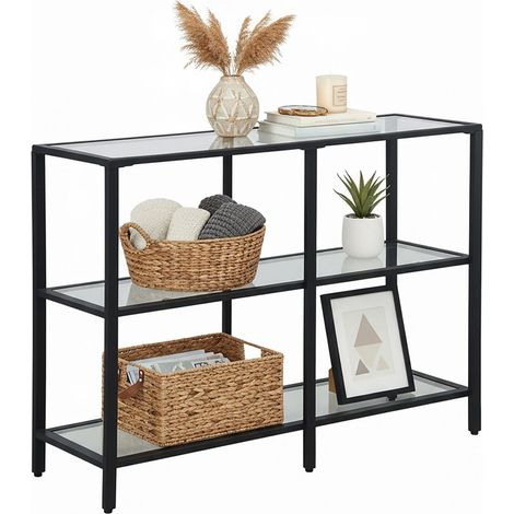 Mesa consola con 3 estantes de cristal - diseno moderno (1/5)