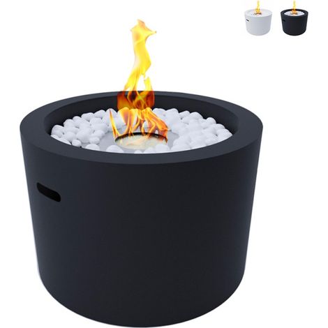 Cheminée au bioéthanol brasero de jardin rond pour intérieur et extérieur RODI Noir d.47,5