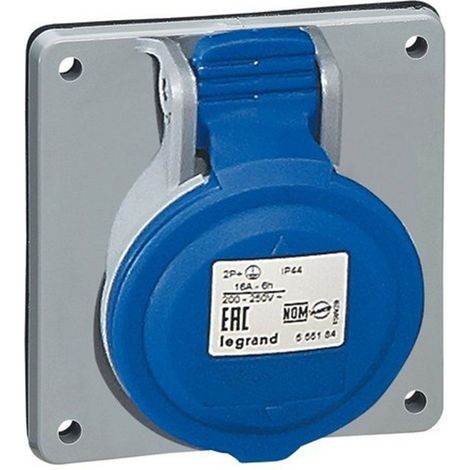Toma inclinada CEE Legrand 2P+E 2X16A+E 230V IP44 555184