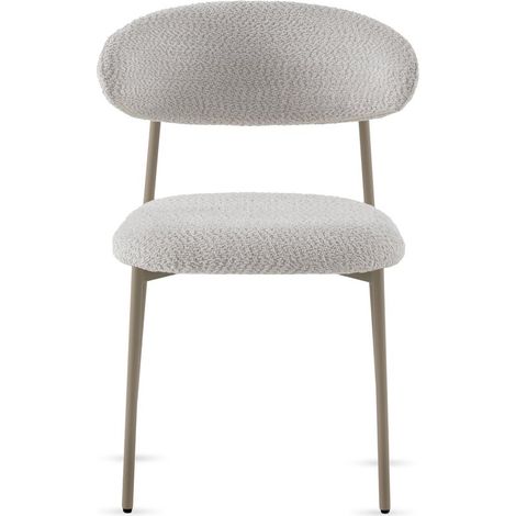 Set aus 4 Stühlen, bezogen mit weißem Chenille und mit taupefarbenen Metallbeinen (1/5)