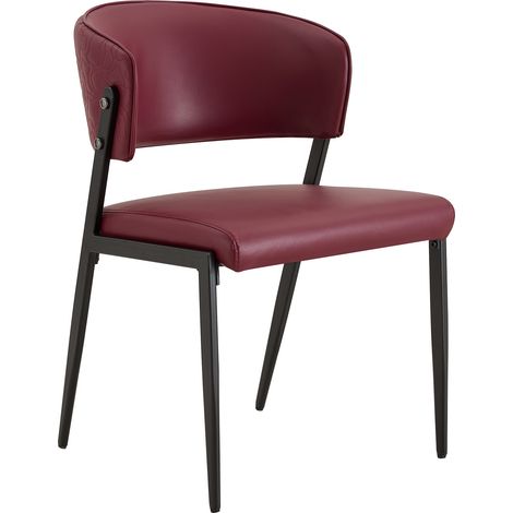 Set di 2 sedie da pranzo in similpelle rossa con struttura in metallo e schienale ergonomico (1/5)