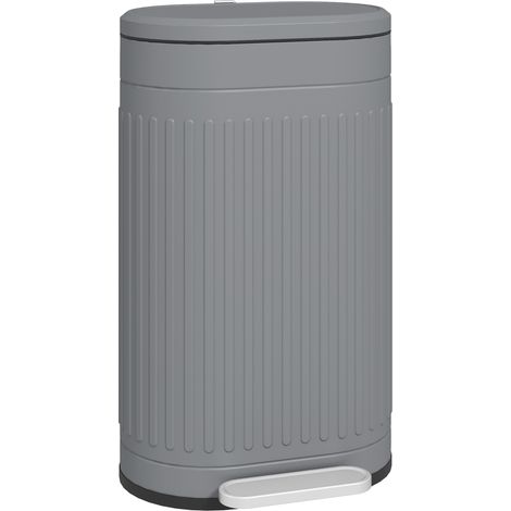 30-Liter-Abfalleimer mit Pedal, Soft-Close-Deckel und herausnehmbarem Inneneimer, 36,5 x 31,2 x 60,8 cm, grau