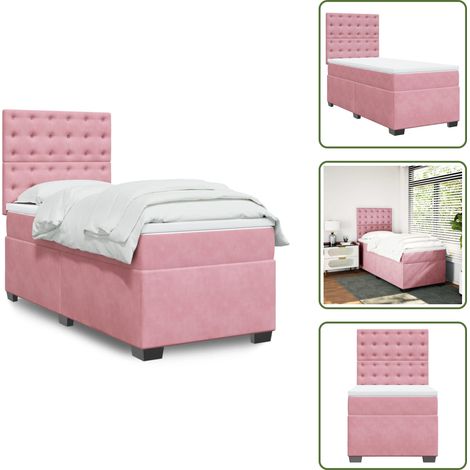 Boxspringbett mit Matratze Rosa 100x200 cm Samt - Boxspringbett - Samtbett - Rosa Bett - Doppelbett - Bettgestell (1/5)